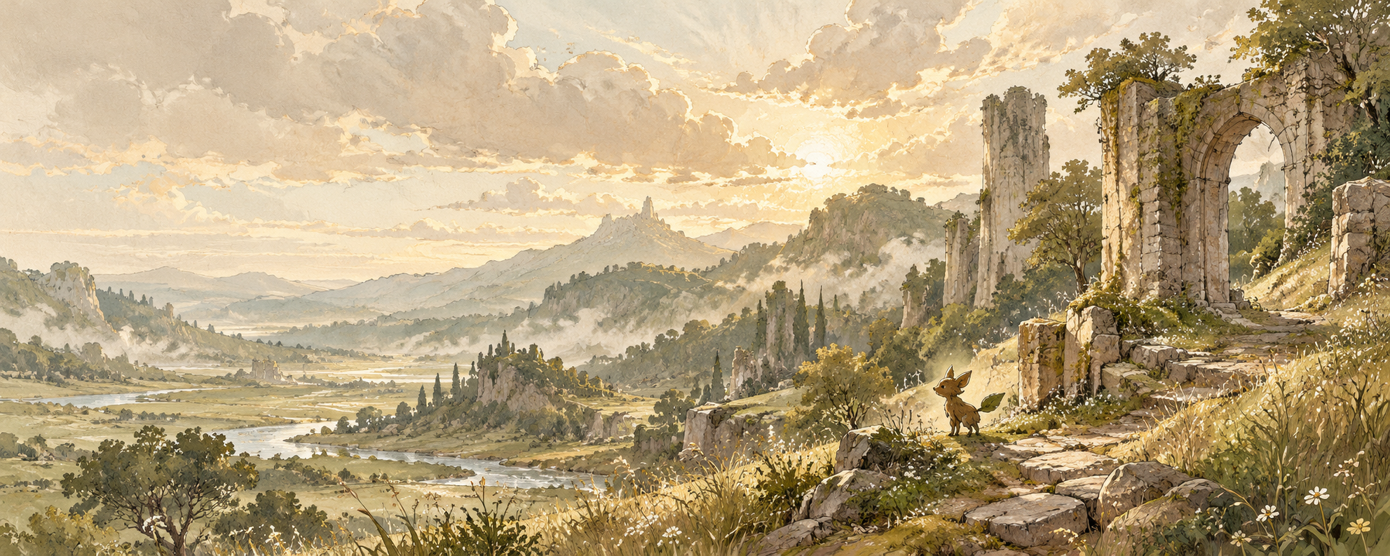 Digital hand-drawn landscape study for Fauna After Eden
